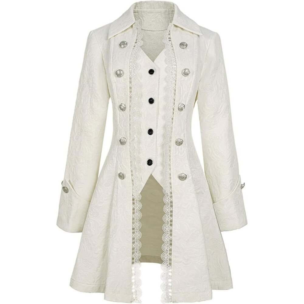 Women's Gothic Steampunk Coat Medieval Pirate Jacket Costume Small